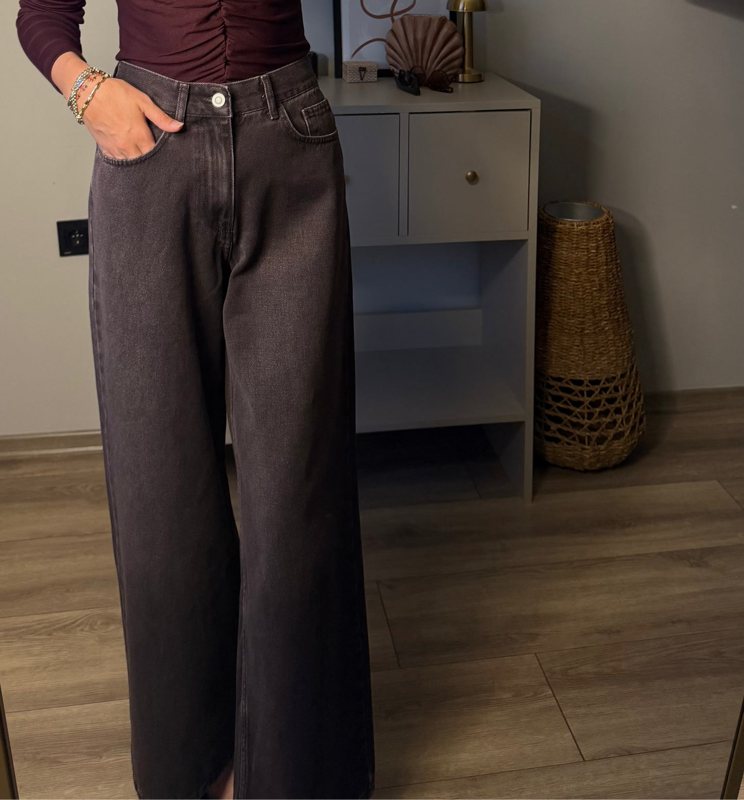 Kadın Bol Paça Kot Pantolon