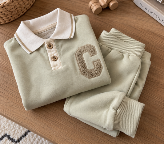 Soft Yeşil Polo Yaka Bebek Takımı