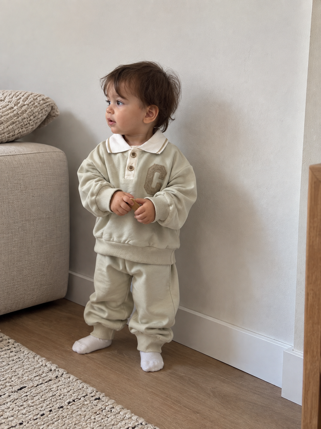 Soft Yeşil Polo Yaka Bebek Takımı