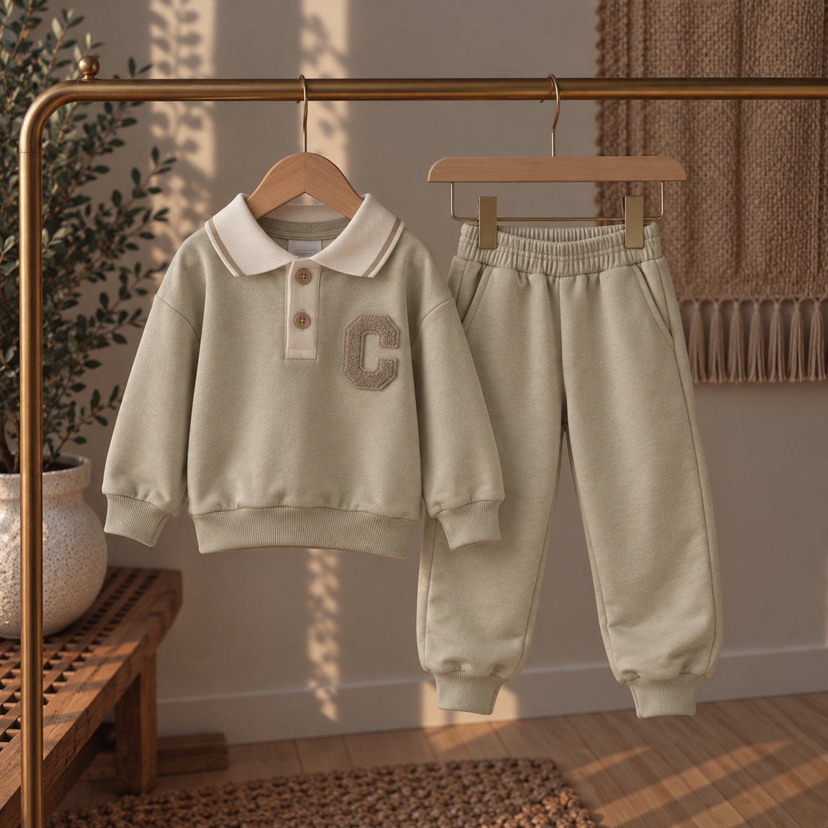 Soft Yeşil Polo Yaka Bebek Takımı