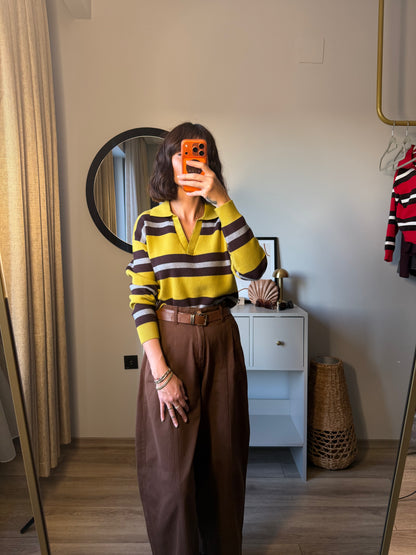 Kadın Kahverengi Vintage Gabardin Pantolon