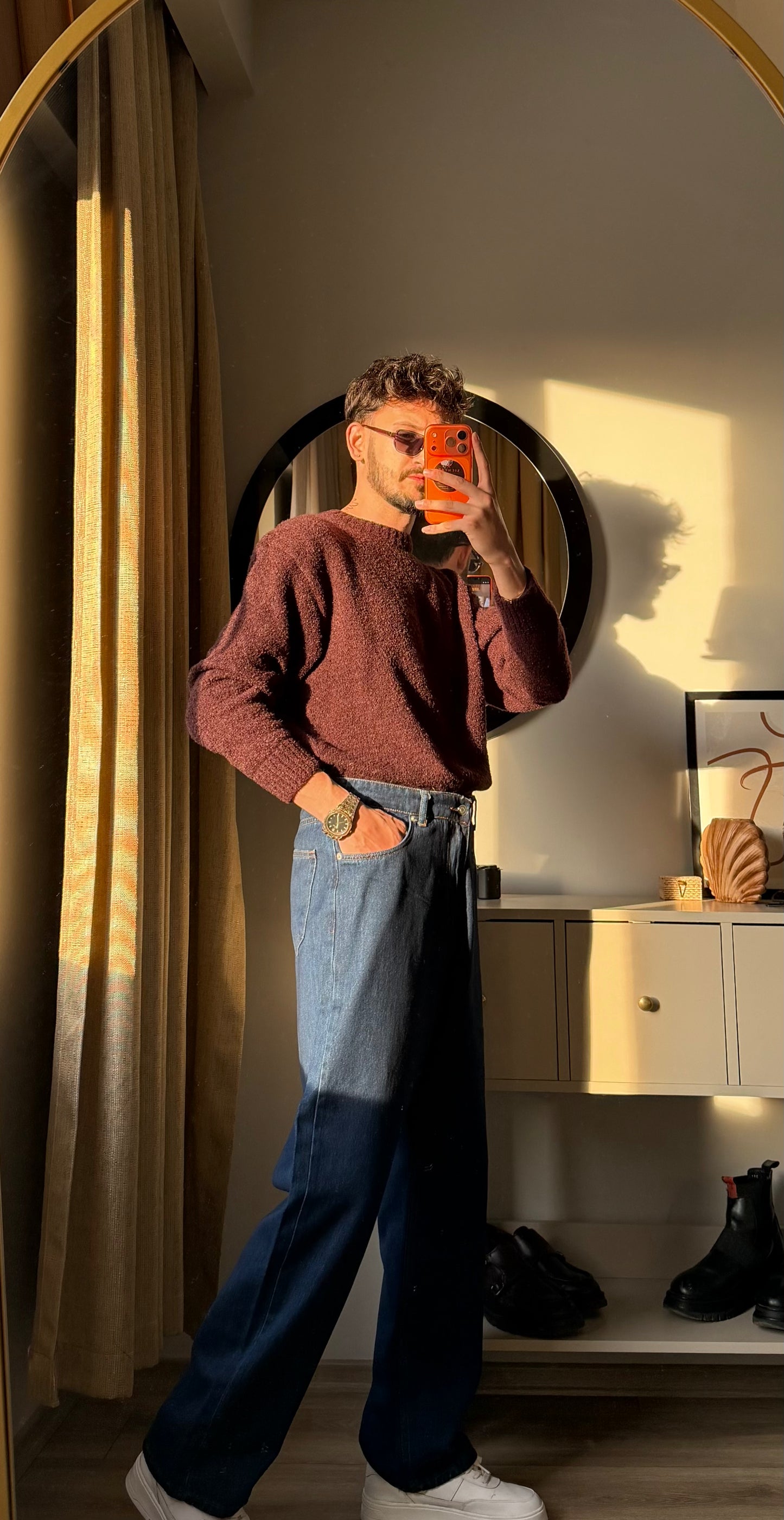 Geniş Kesim Lacivert Denim Pantolon